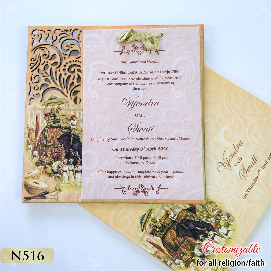 indian bride and groom theme wedding invitation